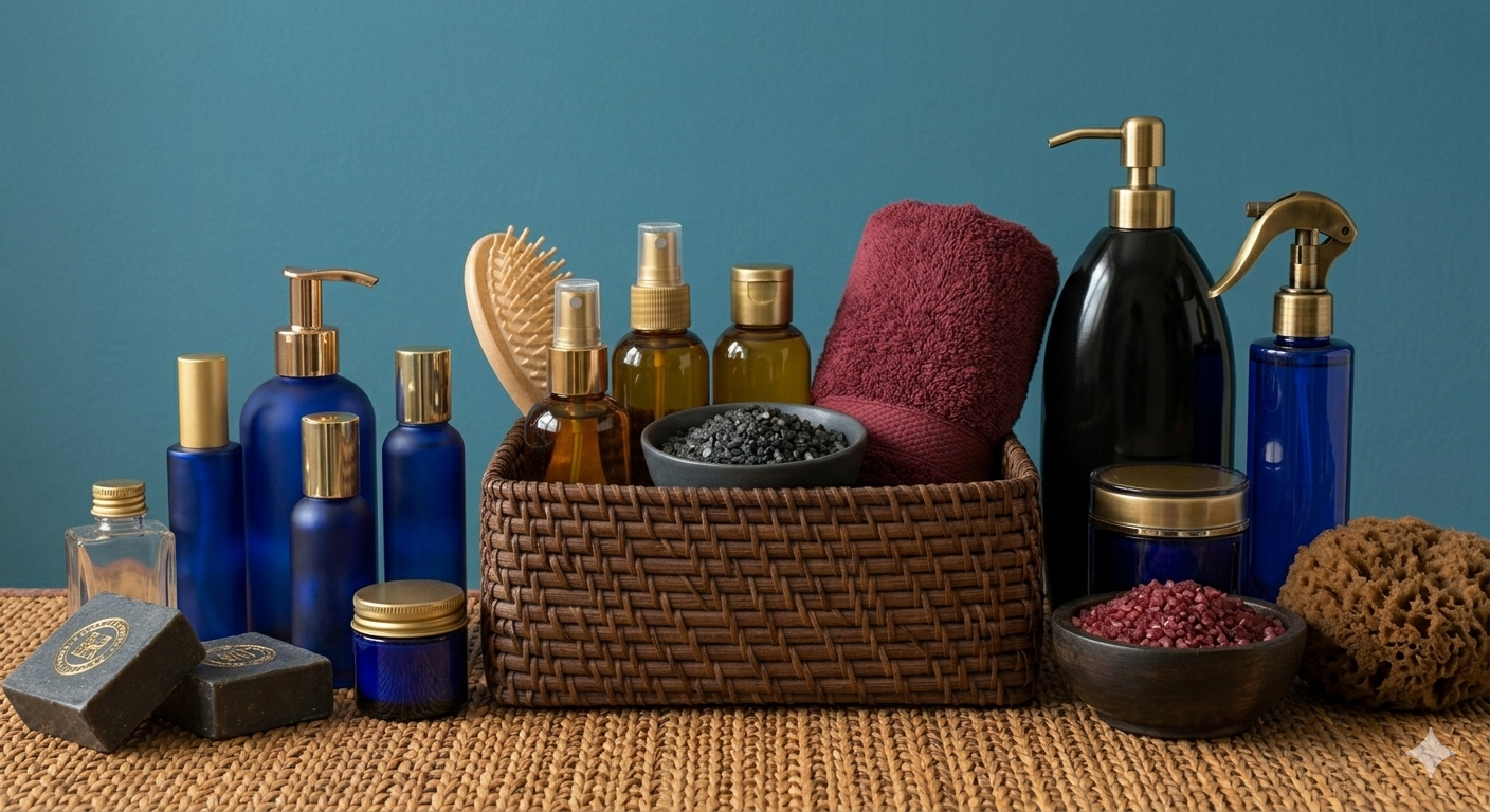 A display of products required for a country club locker room A display of products required for a country club locker room
